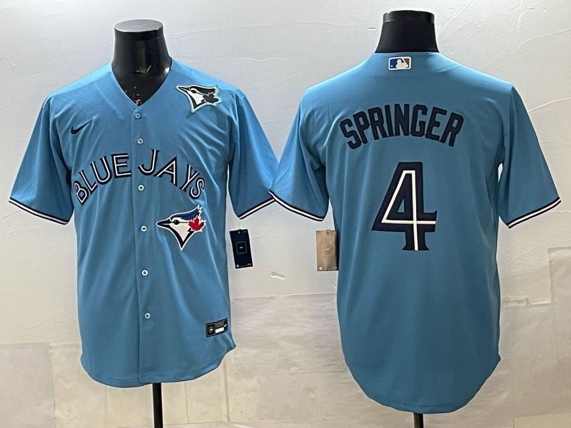 Men 2025 Nike Toronto Blue Jays #4 Springer Light Blue Game MLB Jersey 05->toronto blue jays->MLB Jersey